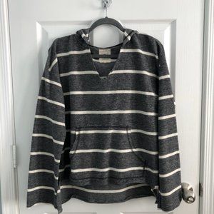 RIP CURL White And Blue Striped Light Sweater With Hoodie And Front Pocket